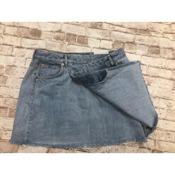 TOPSHOP MOTO jean Skirt 10 Distressed Raw Hem Nordstrom - Picture 4 of 4